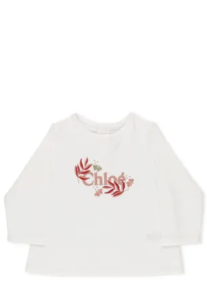 Chlo Kids Floral Logo Print T-Shirt