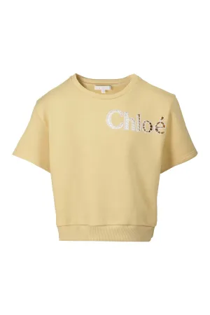 Chlo Kids Logo Embroidered Crewneck Top