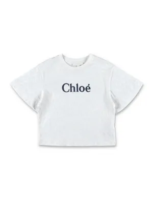 Chlo Kids Logo Print Crewneck T-Shirt