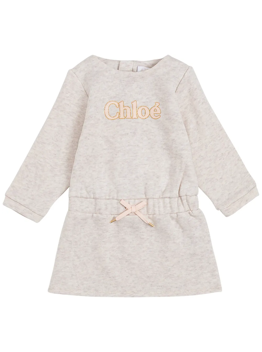 Chlo Kids Logo Print Drawstring Waist Dress