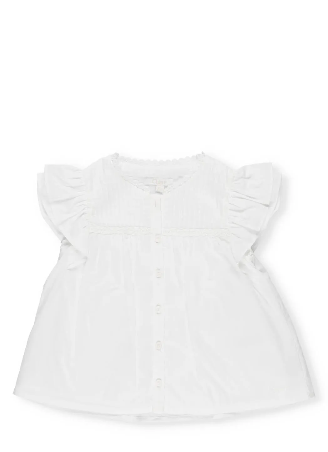 Chlo Kids Pleated Detail Ruffled Sleeve Blouse