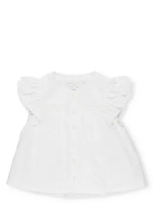 Chlo Kids Pleated Detail Ruffled Sleeve Blouse