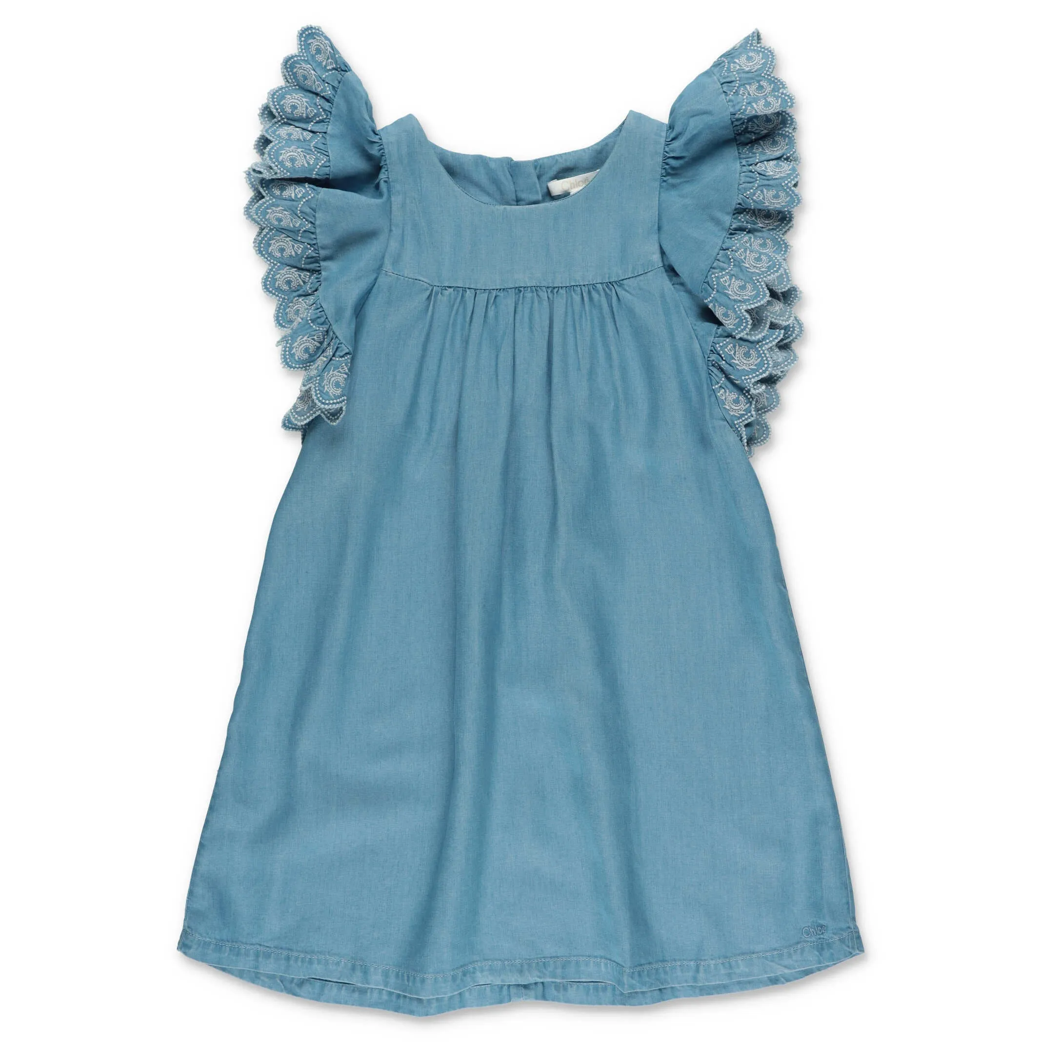 Chlo Kids Ruffled Chambray Dress