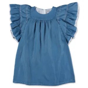 Chlo Kids Ruffled Sleeve Denim Dress