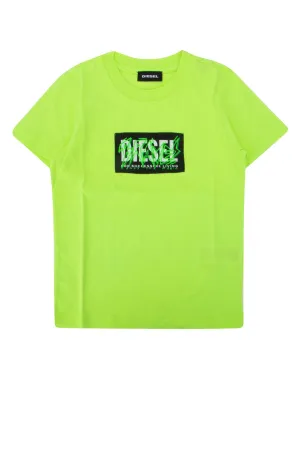 Diesel Kids Logo Print Crewneck T-Shirt