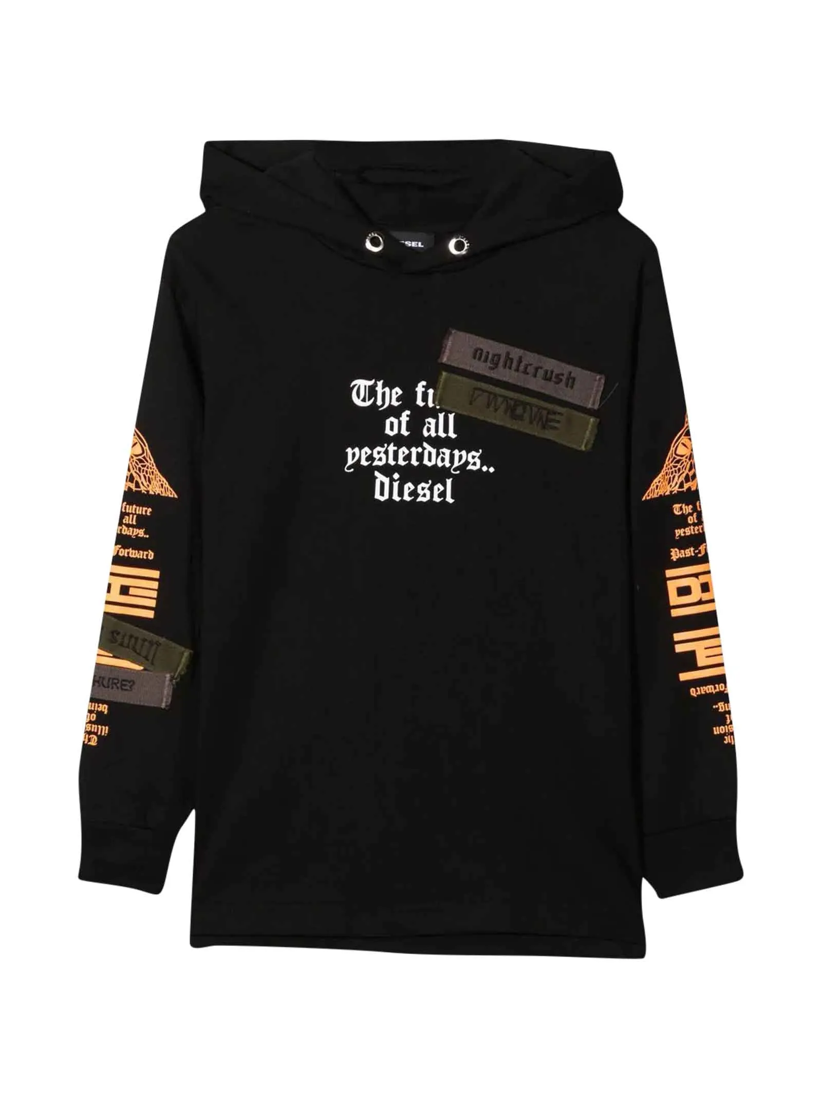 Diesel Kids Patched Drawstring Hoodie