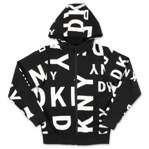 DKNY Kids Allover Logo Printed Hooded Jacket