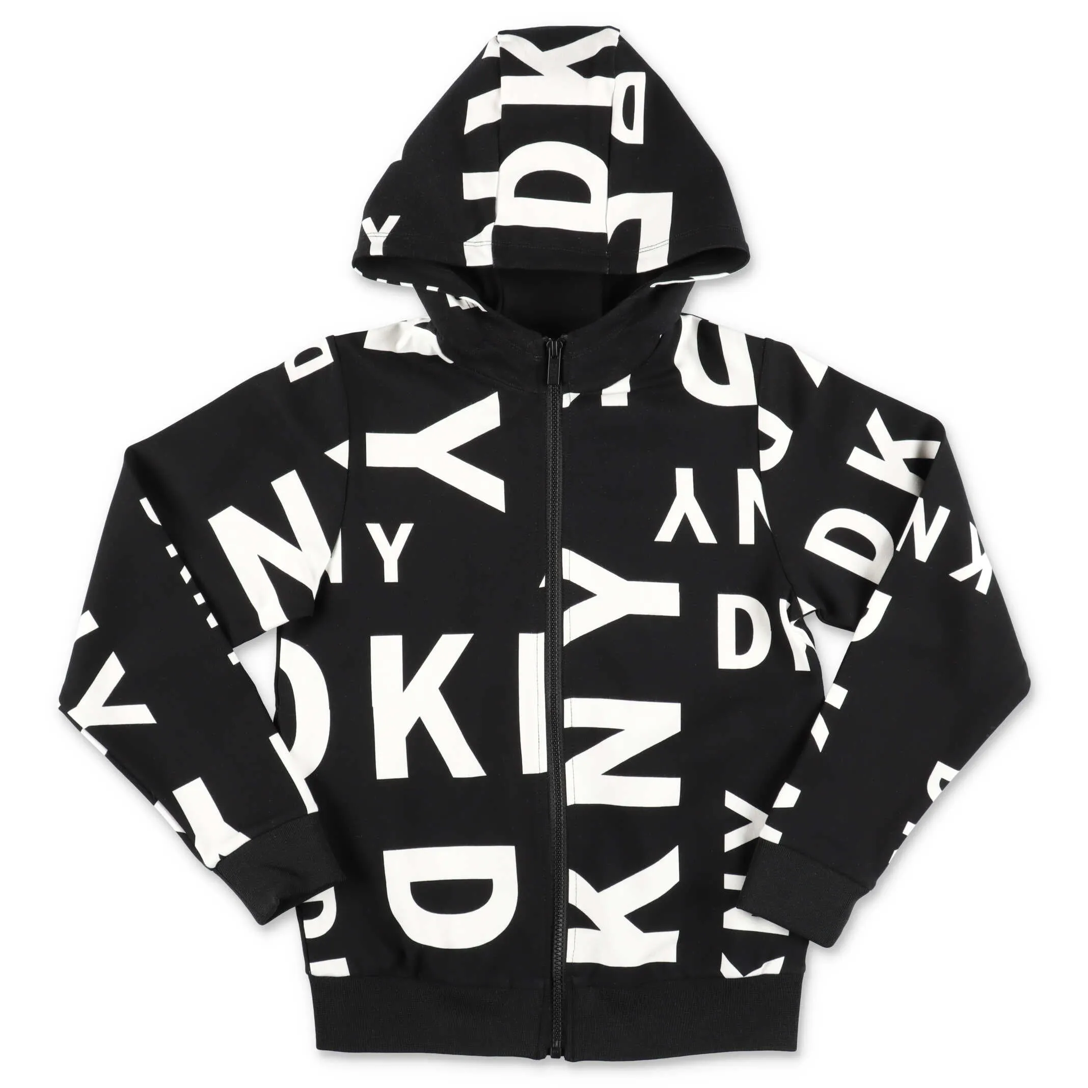DKNY Kids Allover Logo Printed Hooded Jacket