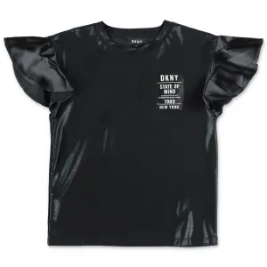 DKNY Kids Logo Patched Ruffle Sleeve T-Shirt