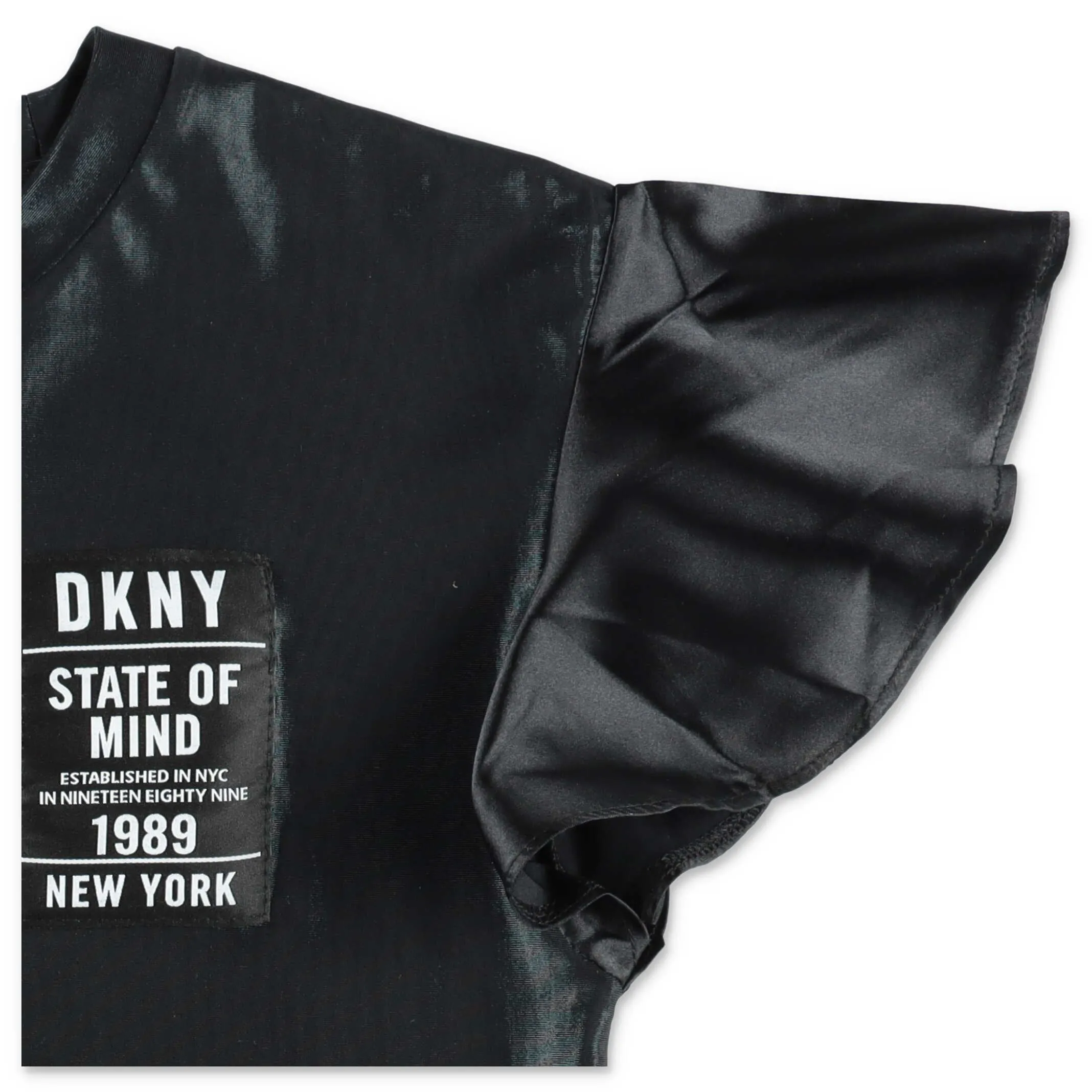 DKNY Kids Logo Patched Ruffle Sleeve T-Shirt