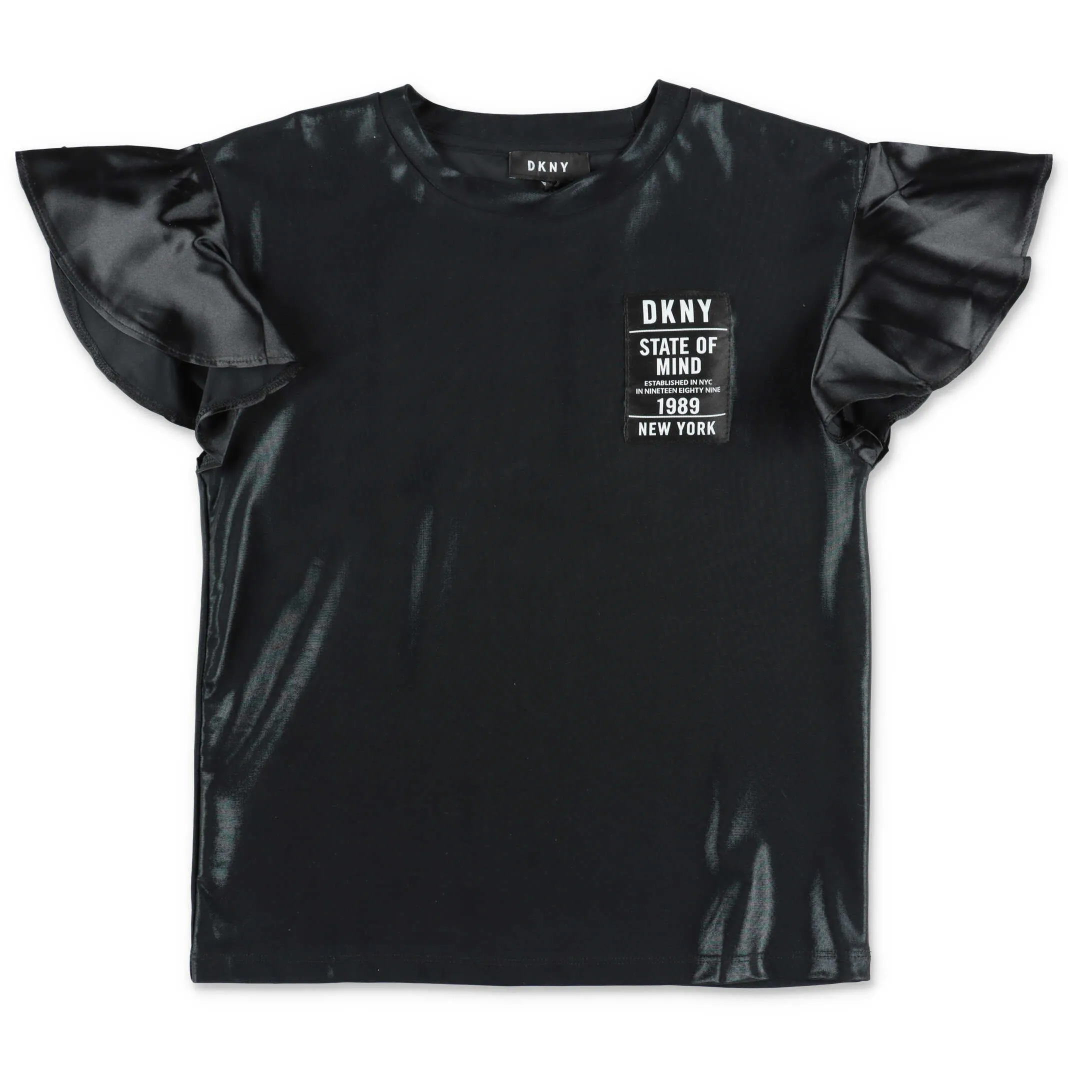 DKNY Kids Logo Patched Ruffle Sleeve T-Shirt