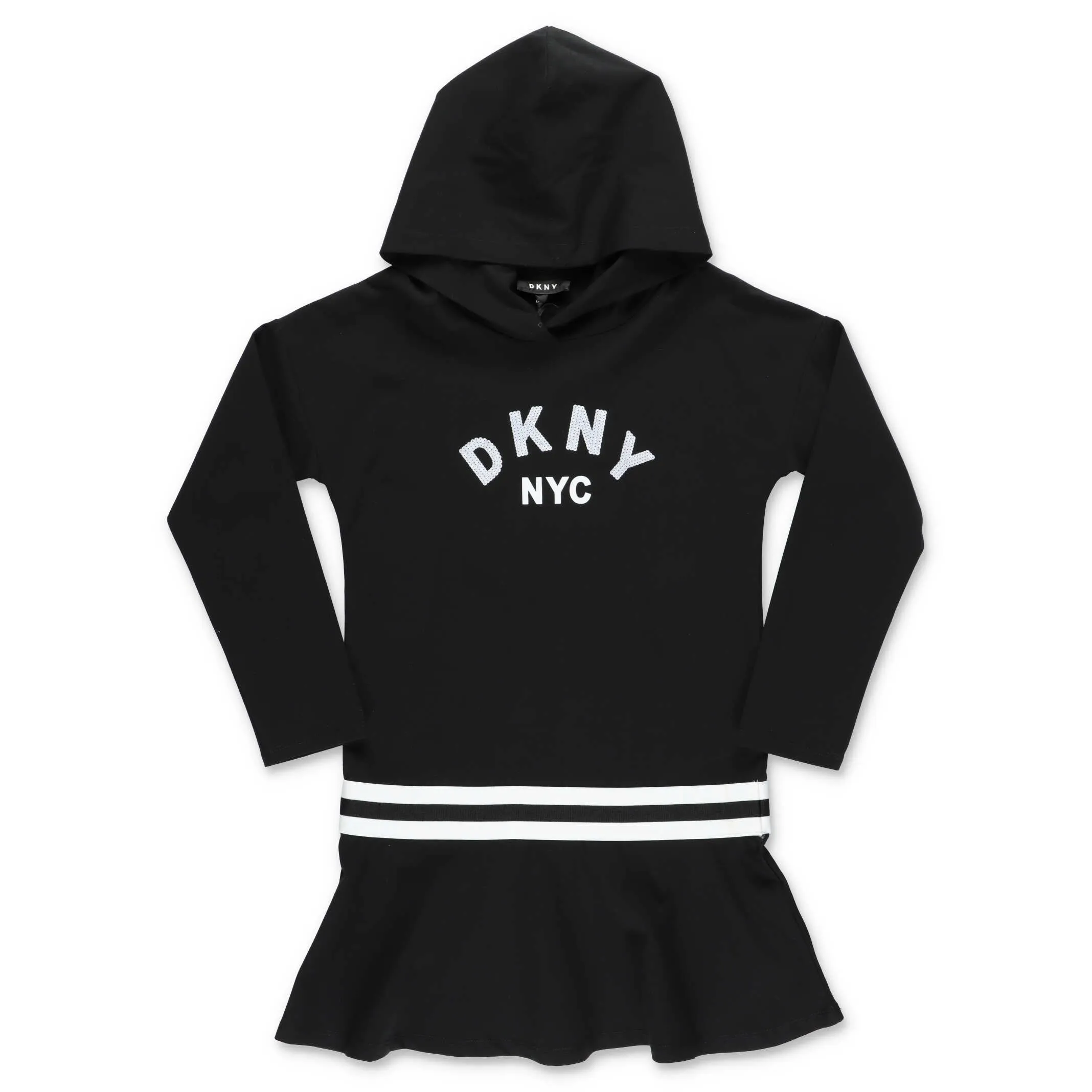 DKNY Kids Sequin Logo Hoodie Dress