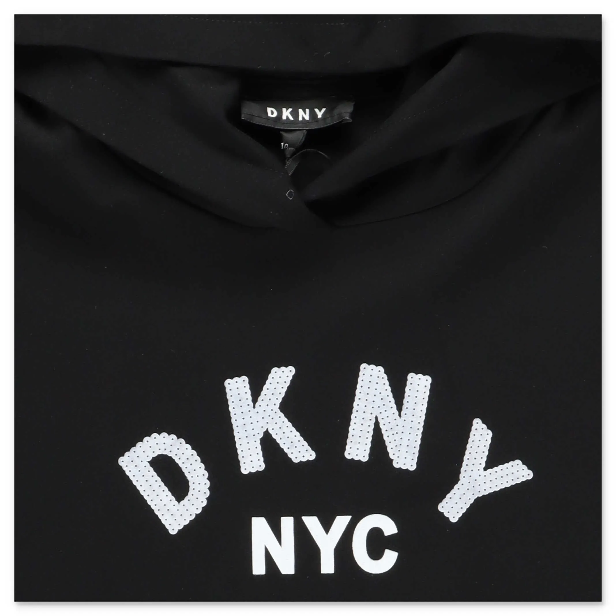DKNY Kids Sequin Logo Hoodie Dress