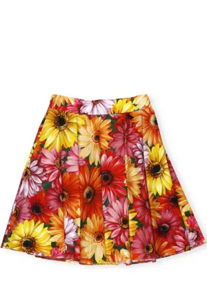 Dolce & Gabbana Kids Gerbera Daisy Print Midi Skirt