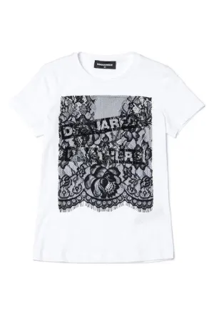 Dsquared2 Kids Lace-Detailed Crewneck T-Shirt