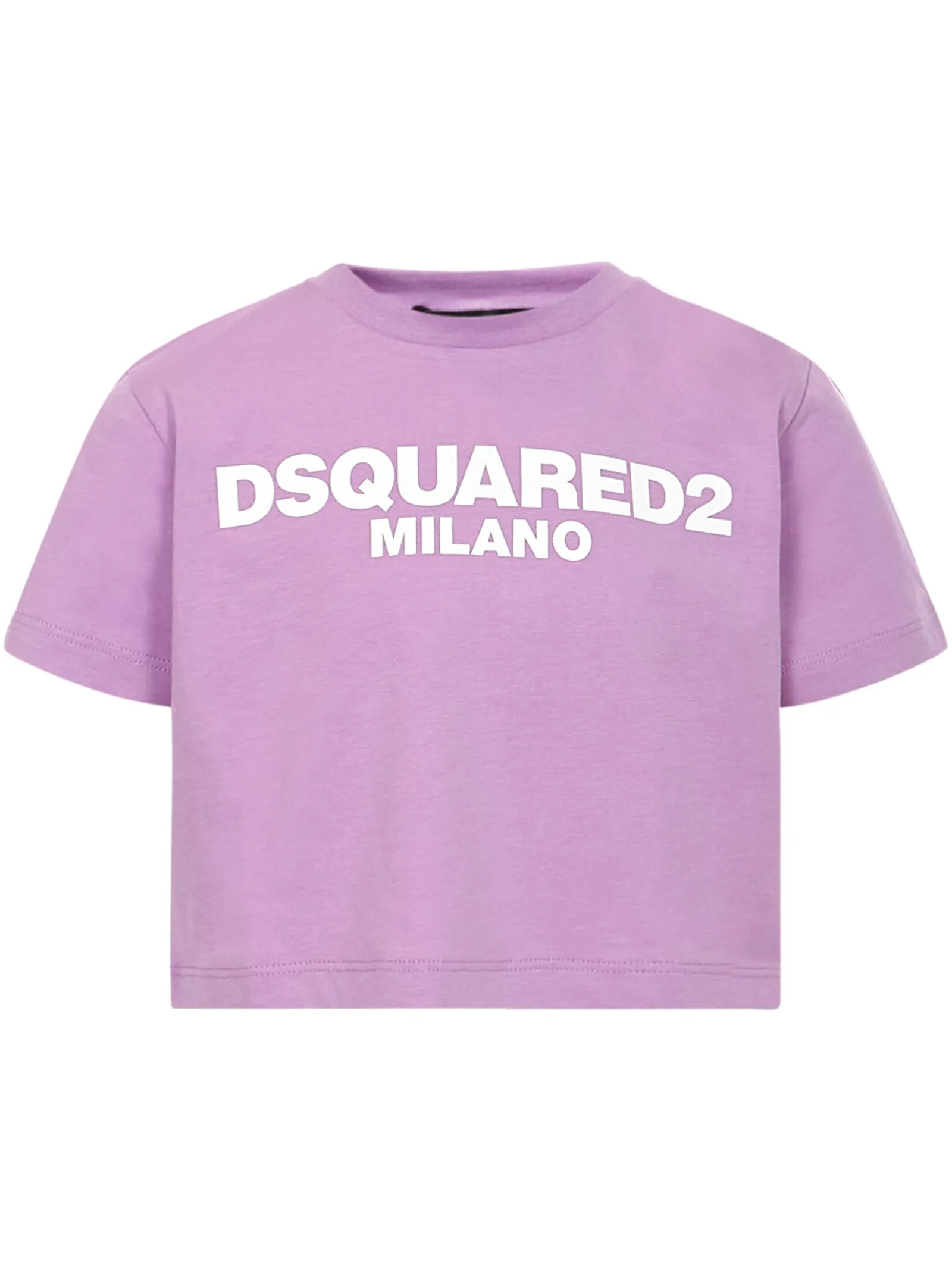Dsquared2 Kids Logo Printed Crewneck Cropped T-Shirt