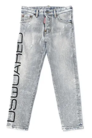 Dsquared2 Kids Logo Printed Straight Leg Jeans