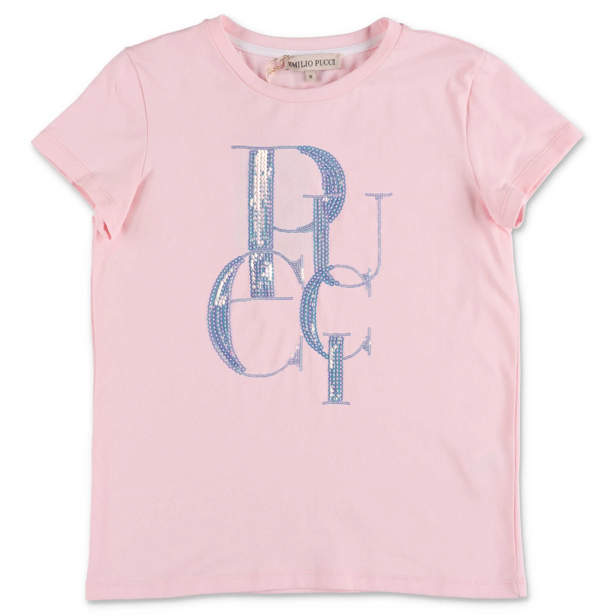 Emilio Pucci Junior Sequin Logo Detail T-Shirt