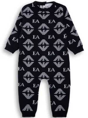 Emporio Armani Kids Allover Logo Intarsia Onesie