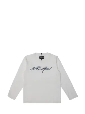 Emporio Armani Kids Logo Embroidered Long-Sleeve Top