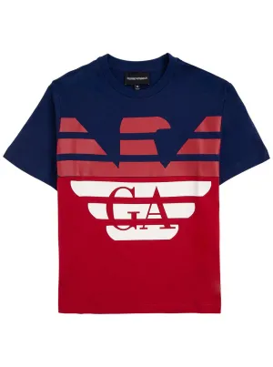 Emporio Armani Kids Logo Printed Two-Tone T-Shirt