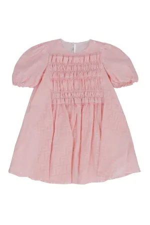 Fendi Kids FF Logo Balloon Sleeved Dress