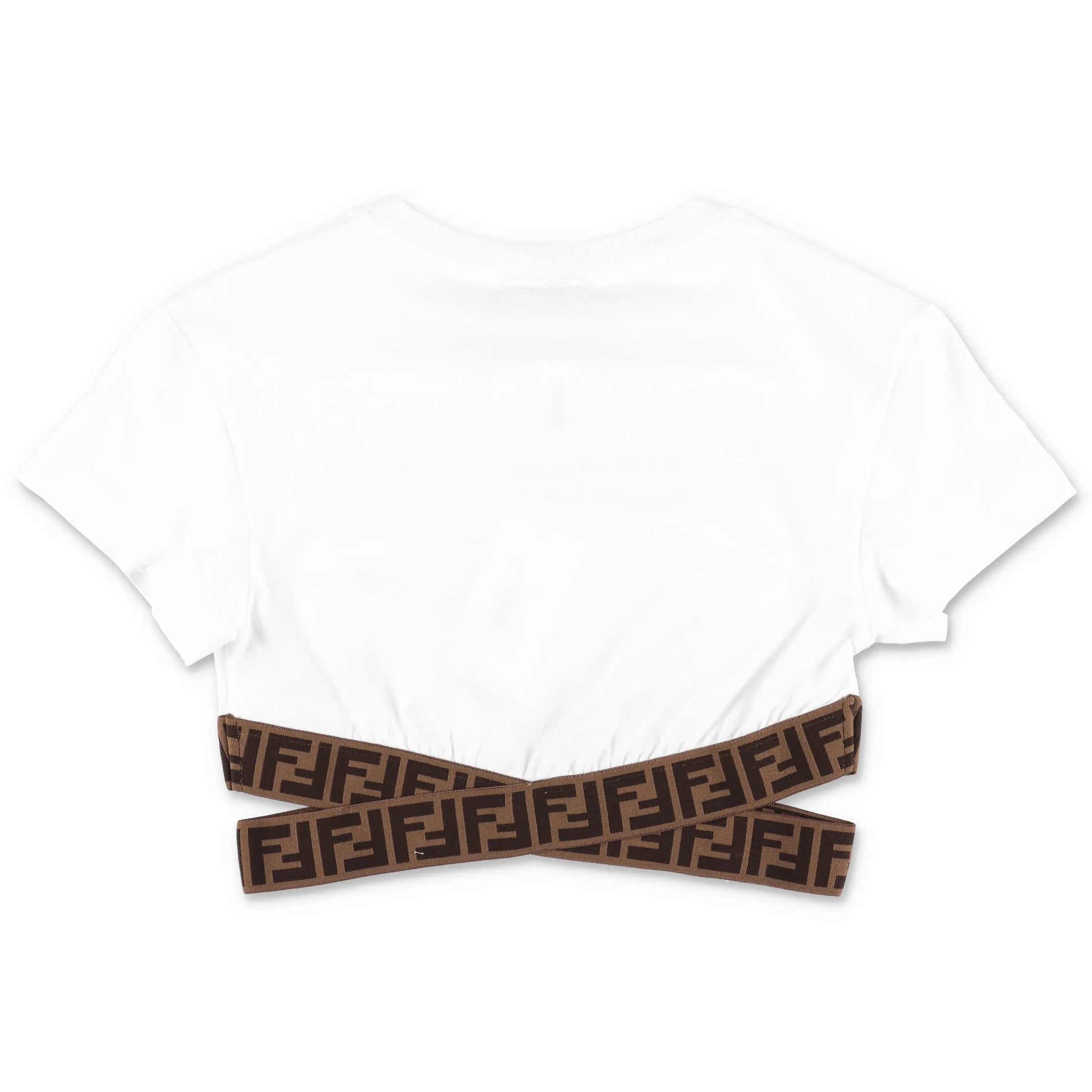 Fendi Kids FF Logo Tape Cropped T-Shirt
