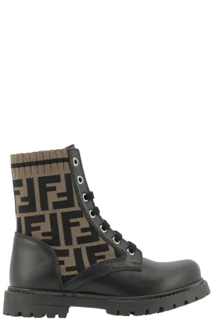 Fendi Kids FF Motif Combat Boots