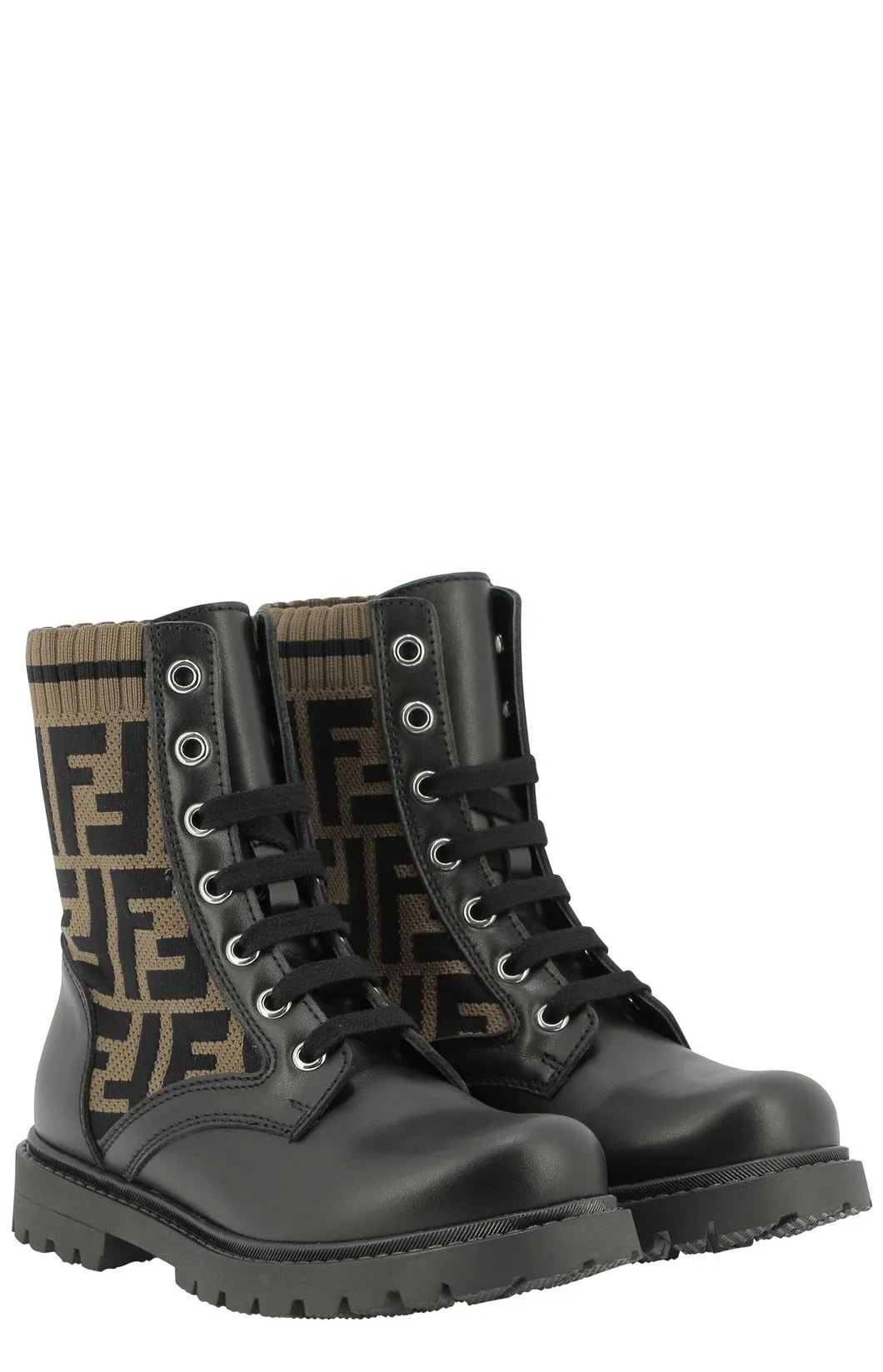 Fendi Kids FF Motif Combat Boots
