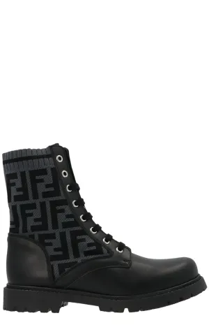 Fendi Kids FF Motif Combat Boots