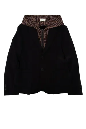 Fendi Kids FF Motif Layered Hooded Blazer