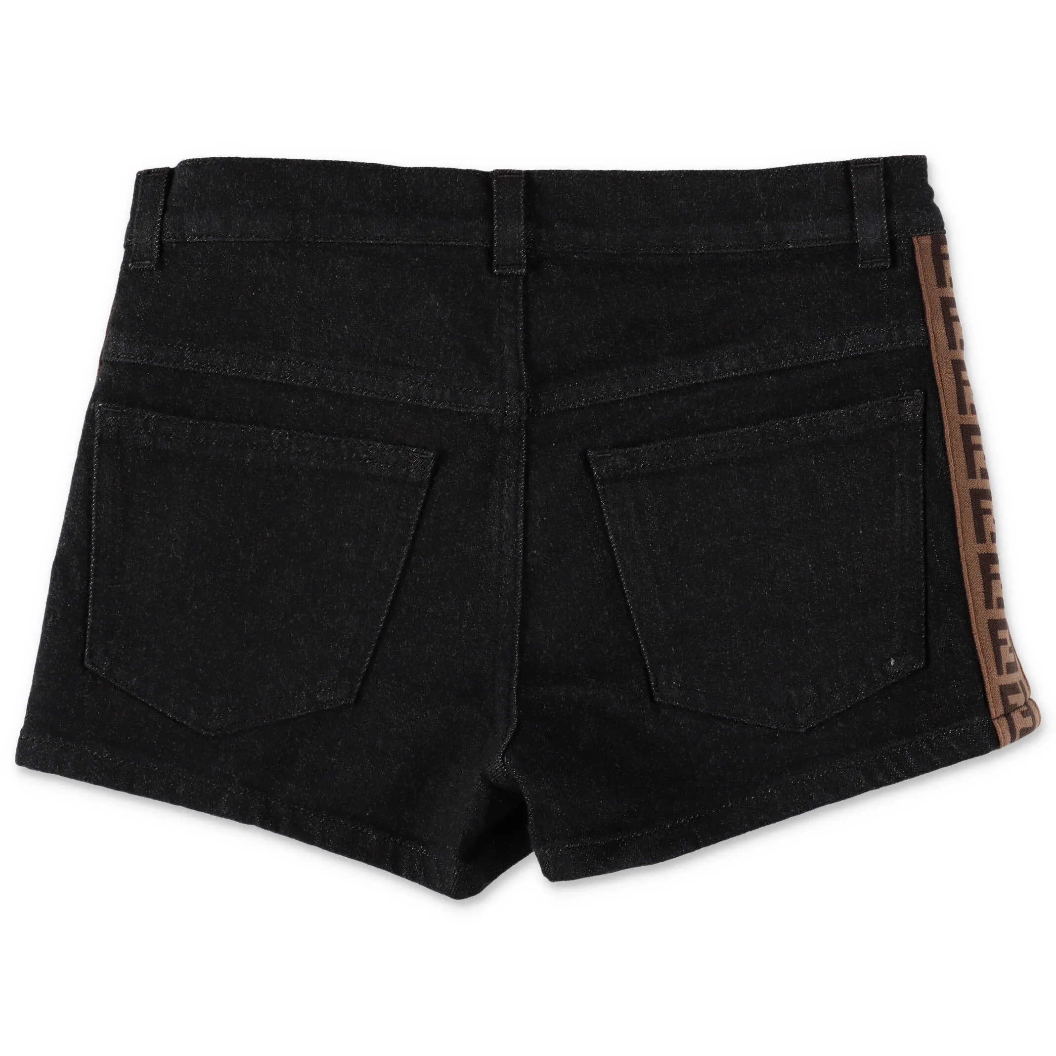 Fendi Kids FF Motif Tape Denim Shorts