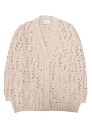 Fendi Kids FF Motif V-Neck Cardigan