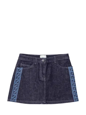 Fendi Kids FF Tape Denim Mini Skirt