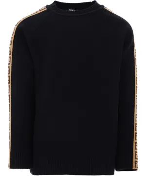 Fendi Kids FF Trim Crewneck Knit Jumper
