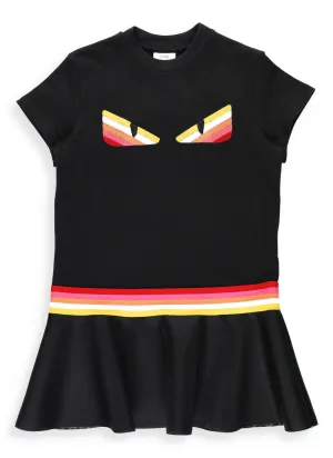 Fendi Kids Flared Eyes Embroidered Dress