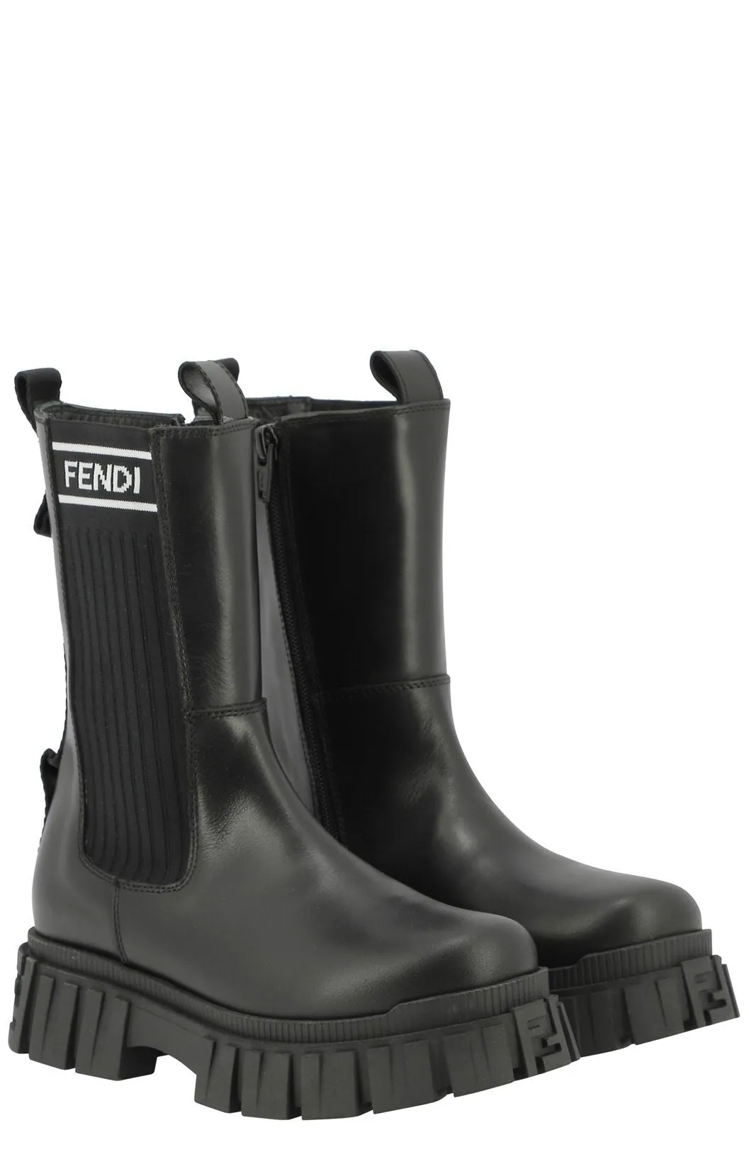 Fendi Kids Logo Detail Chunky Sole Boots