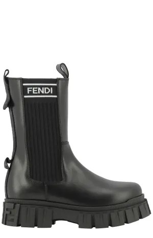 Fendi Kids Logo Detail Chunky Sole Boots