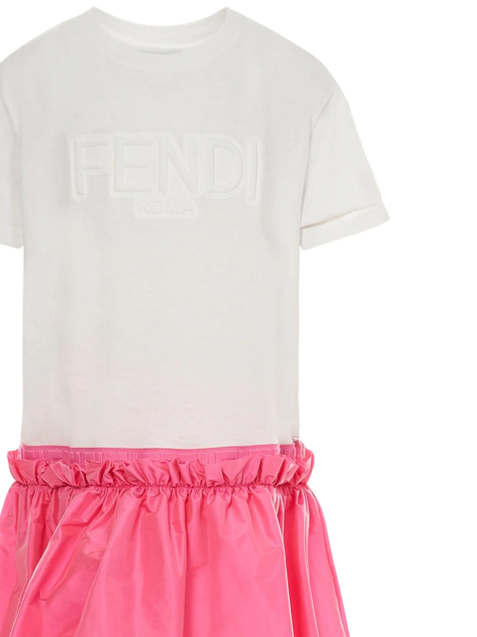 Fendi Kids Logo Detailed Two-Tone Crewneck Dress