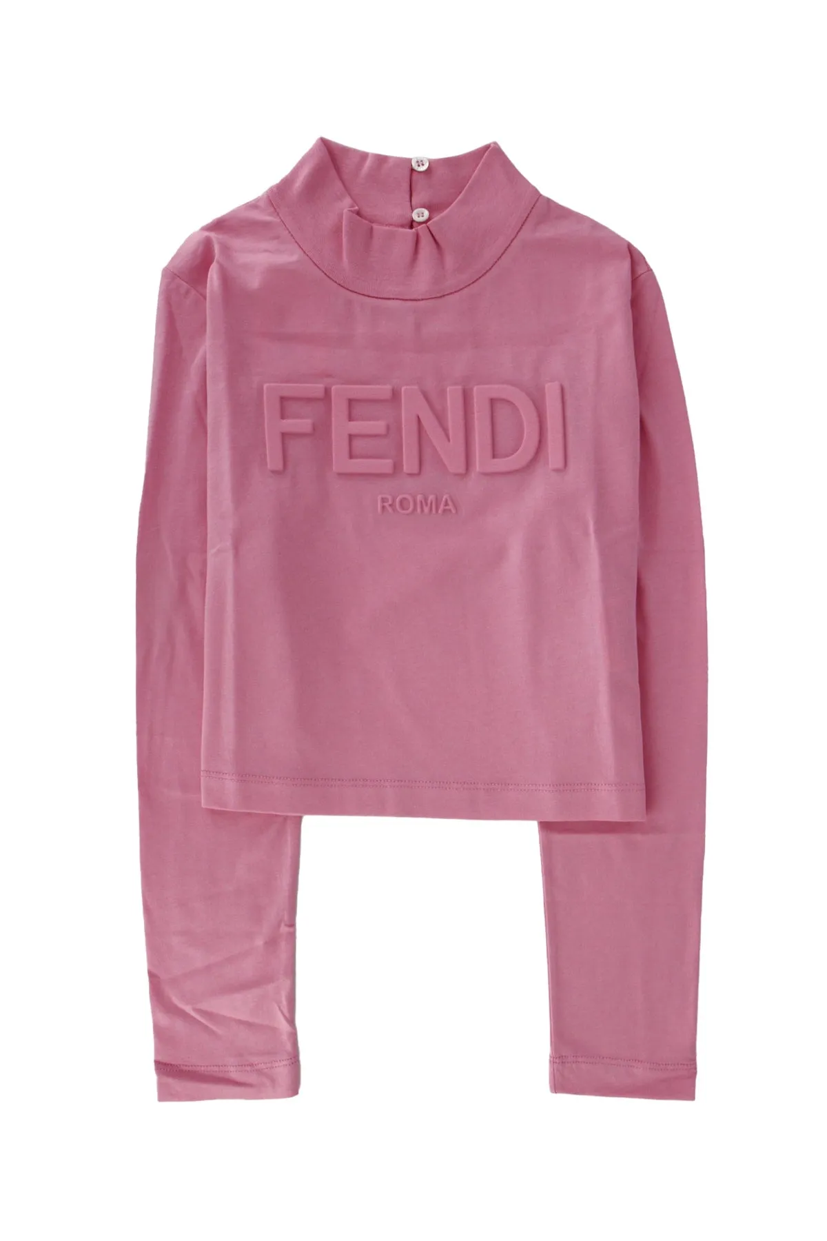 Fendi Kids Logo Embossed Long-Sleeve Crop Top