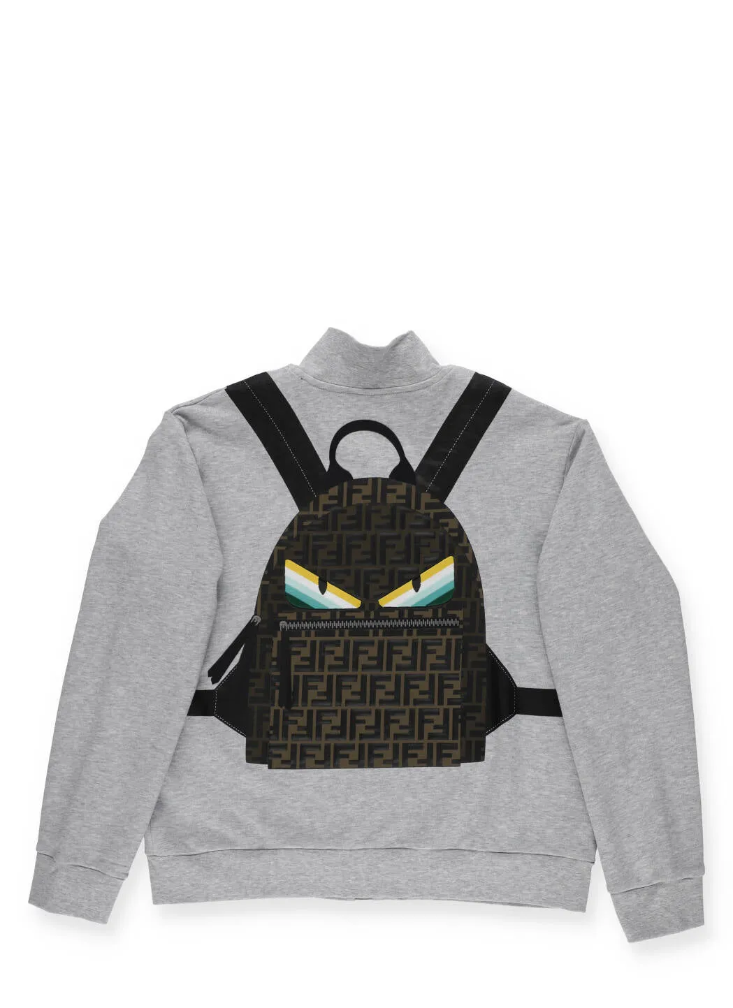 Fendi Kids Rear Backpack Print Zipped Sweatshirt