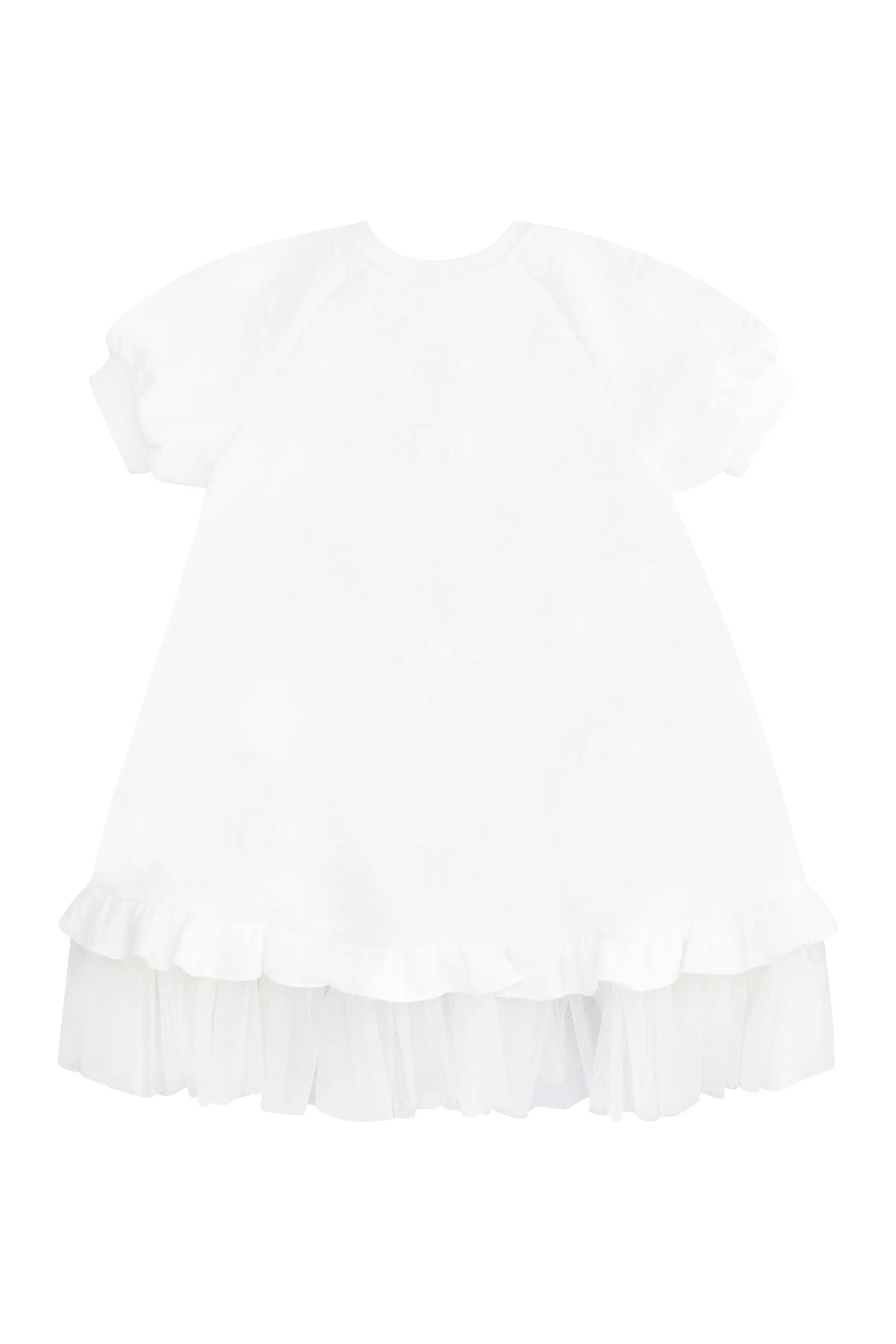 Fendi Kids Ruffled Hem Puffed Sleeve Dress