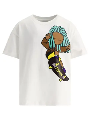 Fendi Kids Skateboard Print Crewneck T-Shirt