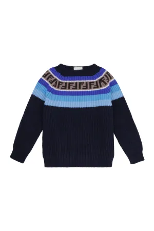 Fendi Kids Striped Rib Knit Jumper