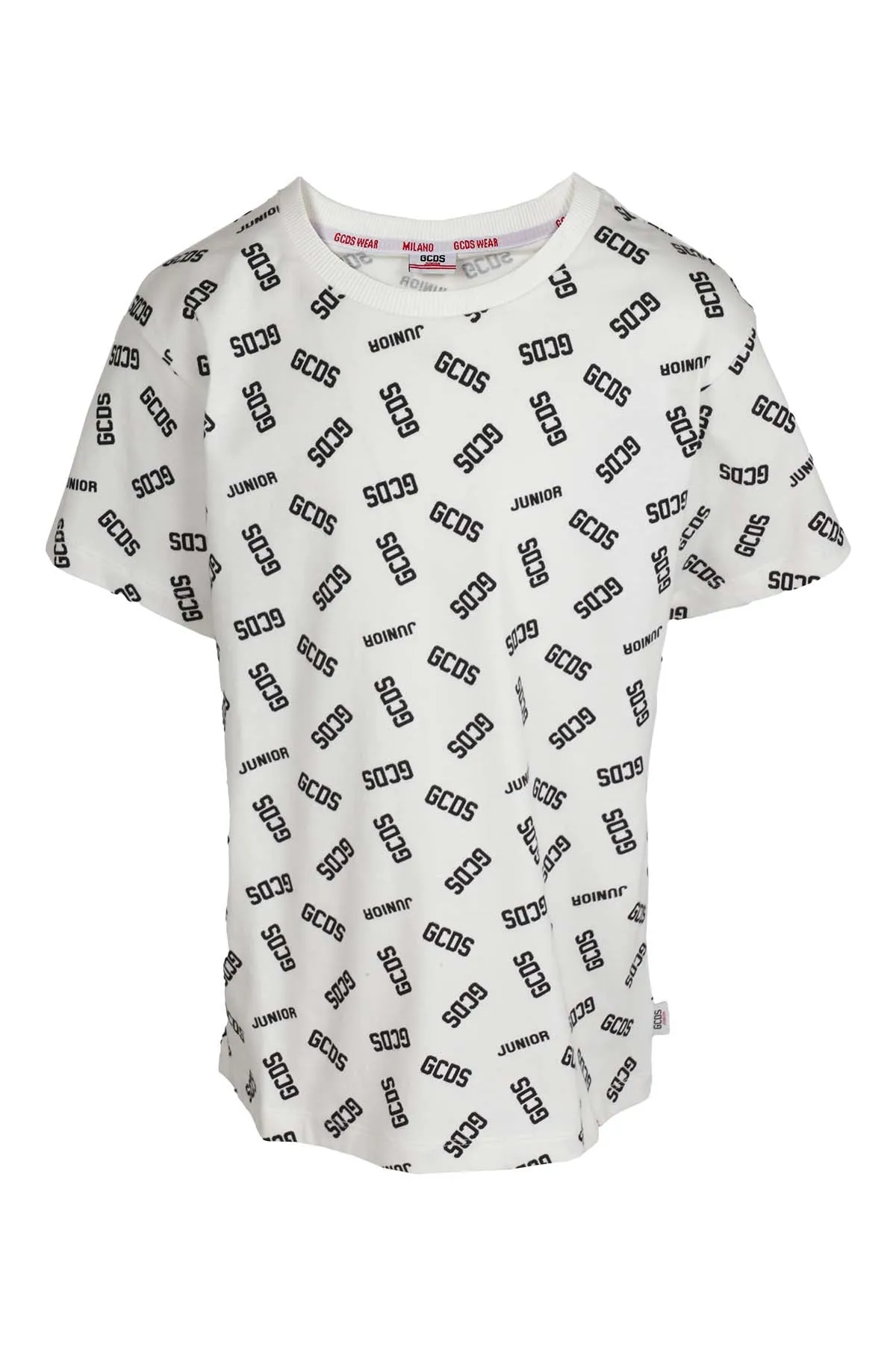 GCDS Kids Allover Logo Printed Crewneck T-Shirt