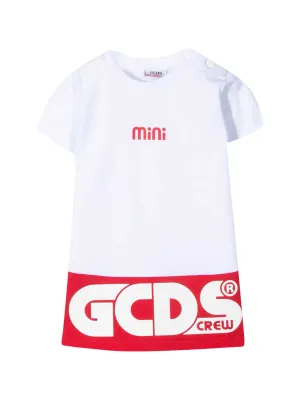 GCDS Kids Logo Printed Two-Tone T-Shirt Dress