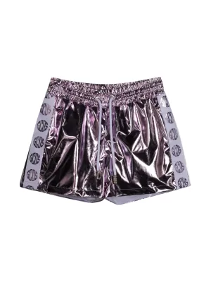 GCDS Kids Logo Stripe Metallic Shorts