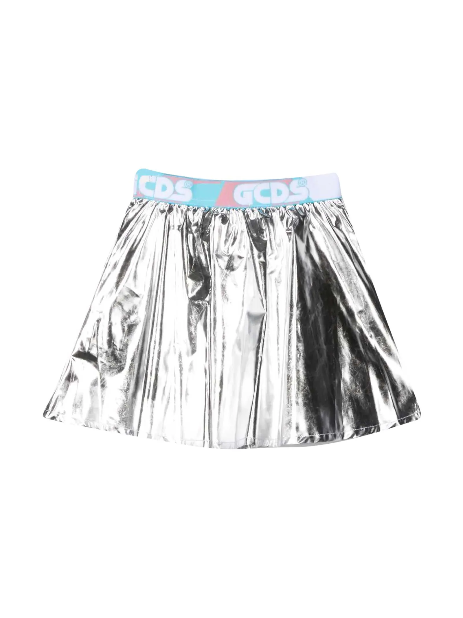 GCDS Kids Logo Waistband Metallic Skirt