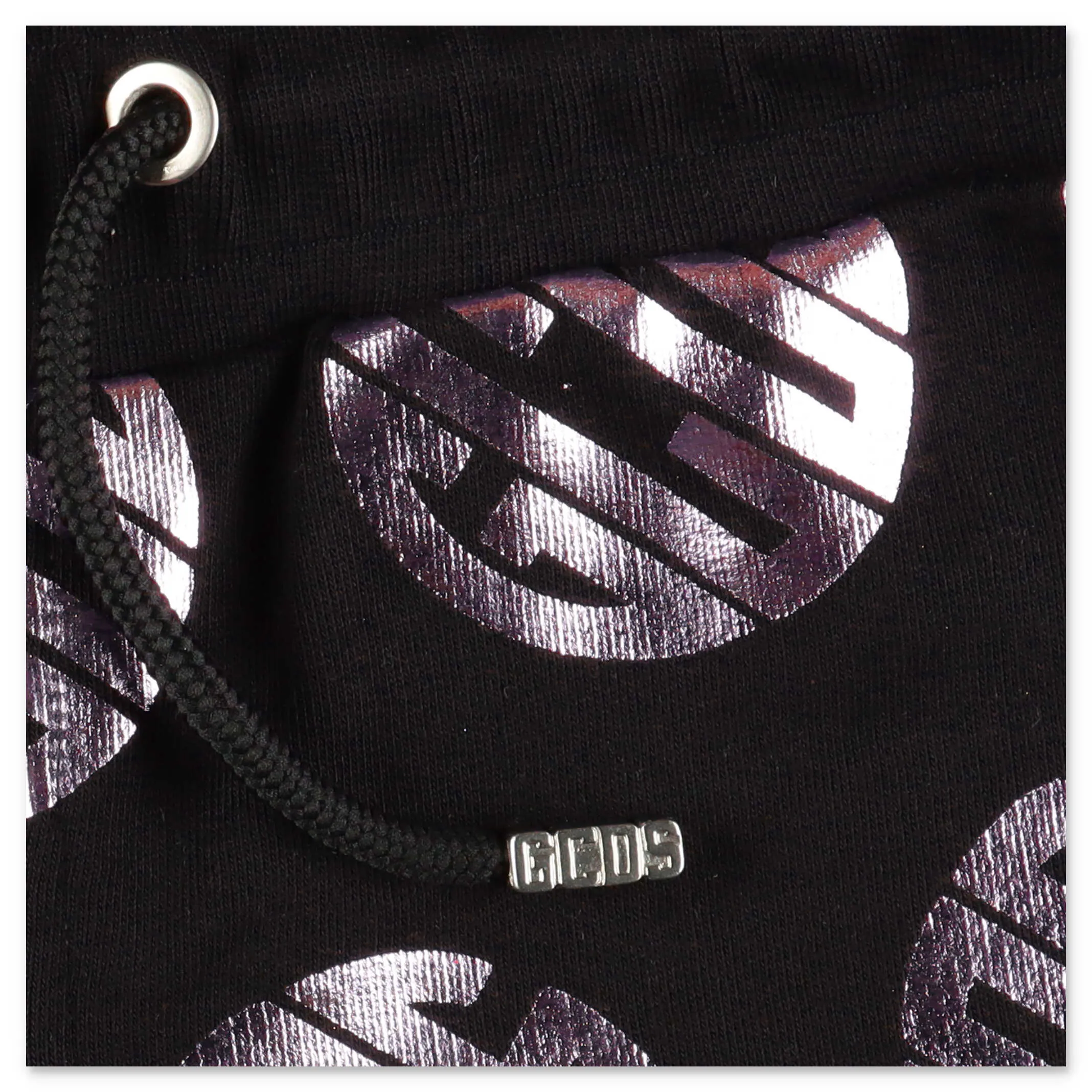 GCDS Kids Metallic Logo Printed Drawstring Shorts