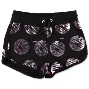 GCDS Kids Metallic Logo Printed Drawstring Shorts